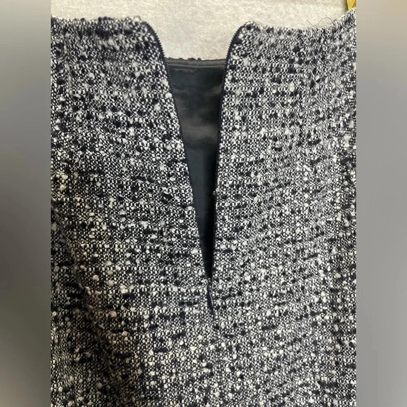 L.K. Bennett London Navy Blue/White Tweed Fringe Lined Midi Skirt - Picture 5 of 7